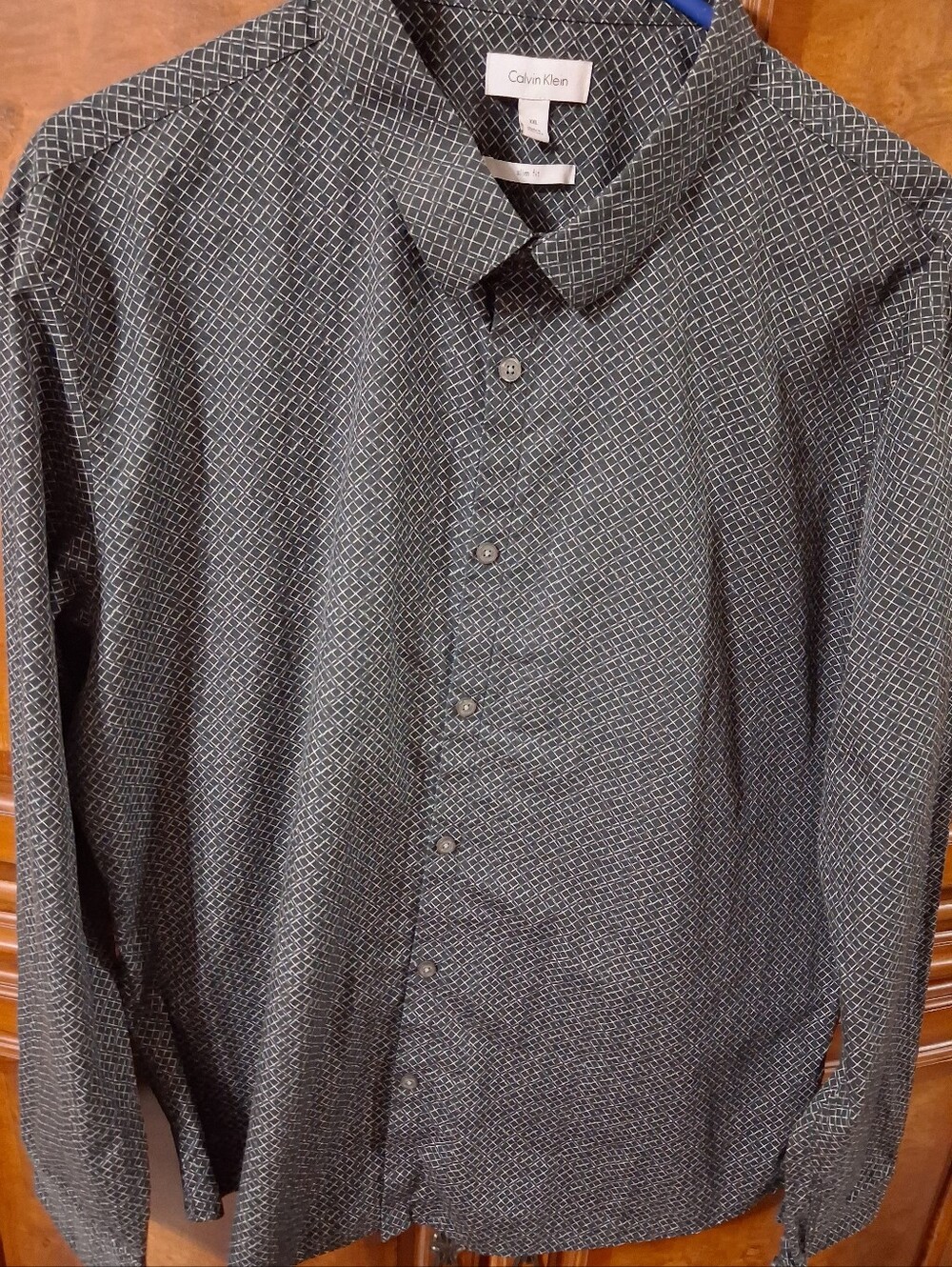 Calvin Klein Black Dress Shirt with White Geometric Print